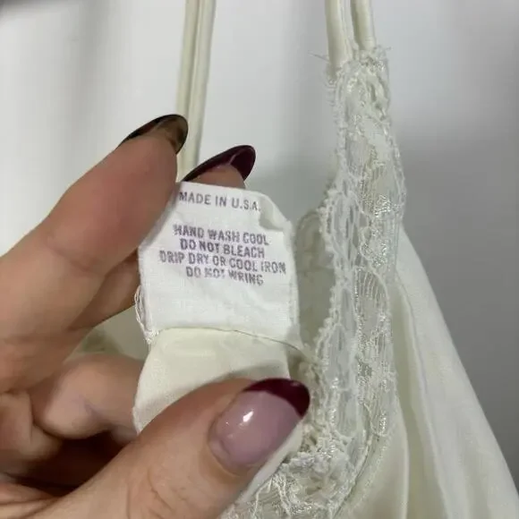 Vintage Givenchy Intimates Silk Blend Night Gown Lace Trim Coquette Whimsy Fairy - Picture 7 of 9